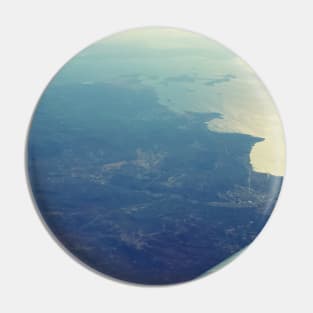 Plane window view Photography design with blue sky and ocean sea adventure lovers Pin