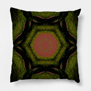 Fantasy Majestic Pink and Green Kaleidoscope Pattern Pillow