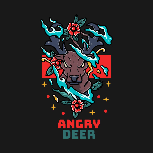 Angry Deer Illustration Hand Drawn by Guideline.std