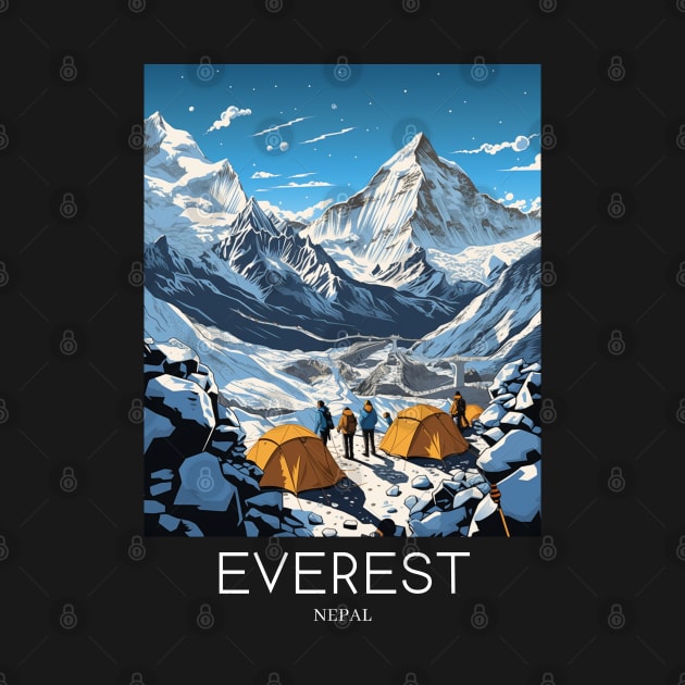 A Pop Art Travel Print of Mount Everest - Nepal by Studio Red Koala