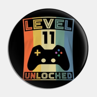 Level 11 Unlocked Video Gamer 11th Birthday Gaming Pin