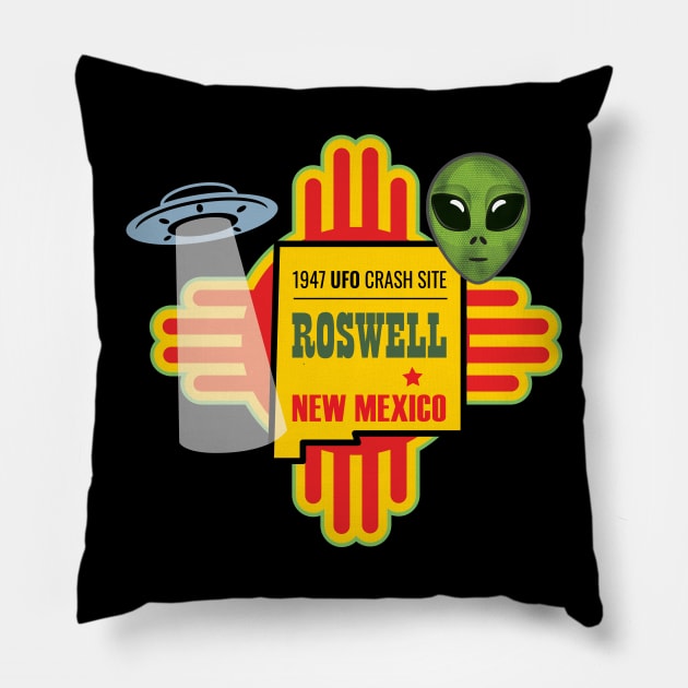 Roswell NM: New Mexico UFO Alien Crash Site 1947 Zia Pillow by spacedust