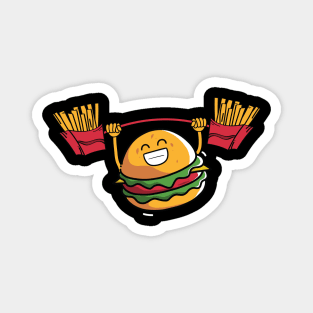 Burger Lifting Fries Magnet