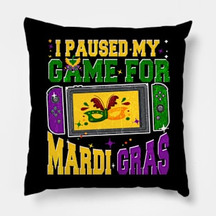 I Paused My Game For Mardi Gras Video Game Controller Boys Vintage Pillow