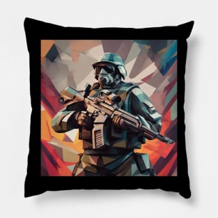 Soldier with gun Pillow