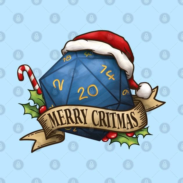 D20 Merry Critmas Dice Blue by Takeda_Art