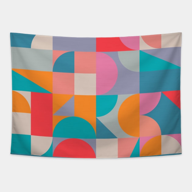 Mid Century Shapes N.04 / Colorful Summer Abstraction Tapestry by matise