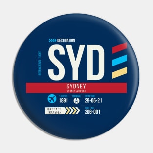 Sydney (SYD) Airport Code Baggage Tag Pin