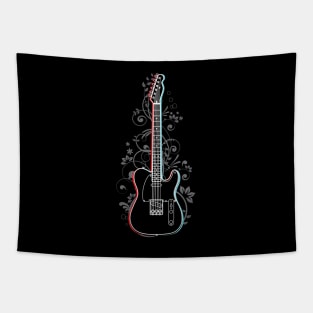 T-Style Electric Guitar 3D Outline Flowering Vines Tapestry