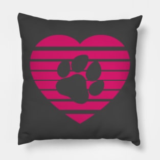 Dog Paw Heart Valentine - Magenta Pillow