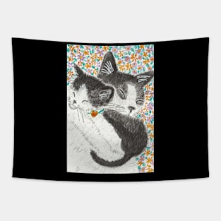 Mother and baby cat art Tapestry