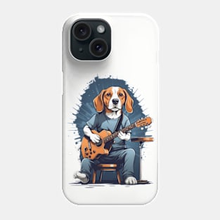 Beagle playing electric guitar. Phone Case