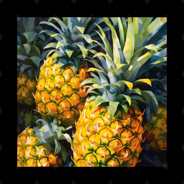 Yellow Pineapples Tropical Fruits by Trippycollage