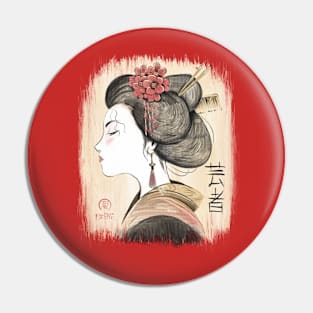 Japanese Geisha retro design Pin