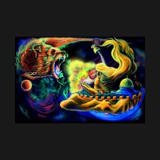 Trippy Cool Psychedelic Surreal Space Backlight Bear T-Shirt