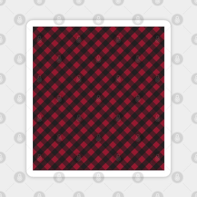 Rich Red and Black Check Gingham Plaid Magnet by squeakyricardo