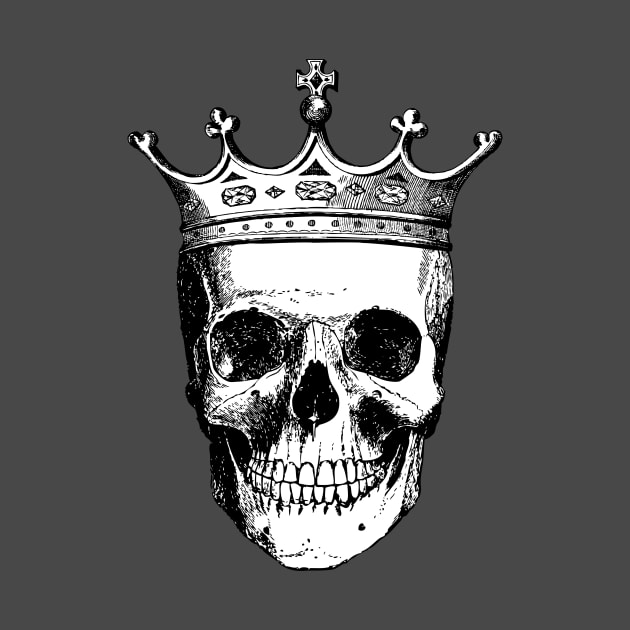 Skull King | Skull with Crown | Skull Wearing a Crown | Vintage Skulls | Black and White | by Eclectic At Heart