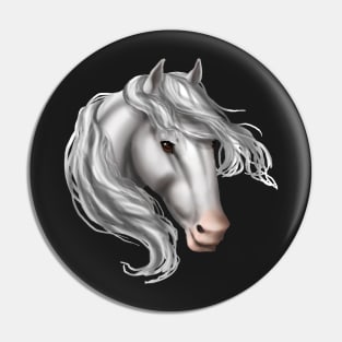 Horse Head - White Pink Nose Pin