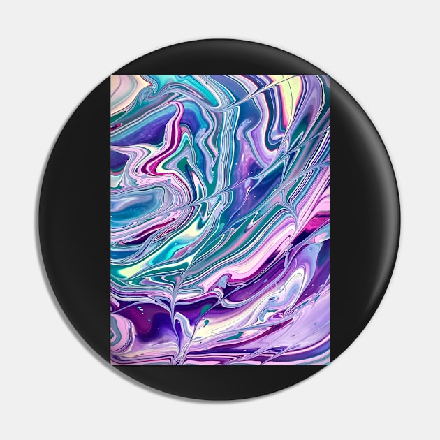 Peacock Feather - Abstract Acrylic Pour Pin by dnacademic