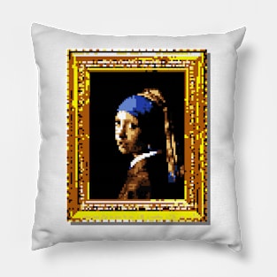 8-Bit Girl with a Pearl Earring Pillow