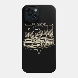 Skyline GTR R34 (Retro Yellow) Phone Case