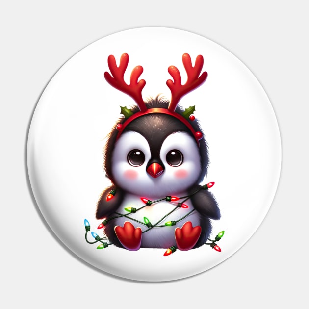 Christmas Red Nose Penguin Pin by Chromatic Fusion Studio