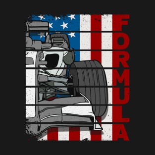 Formula One Race Car American Flag T-Shirt