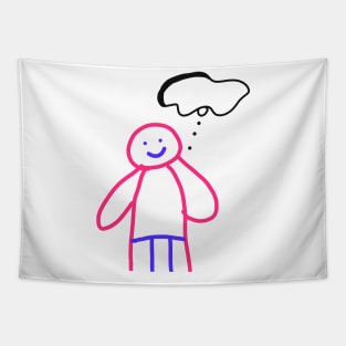 pink blue cartoon human art Tapestry