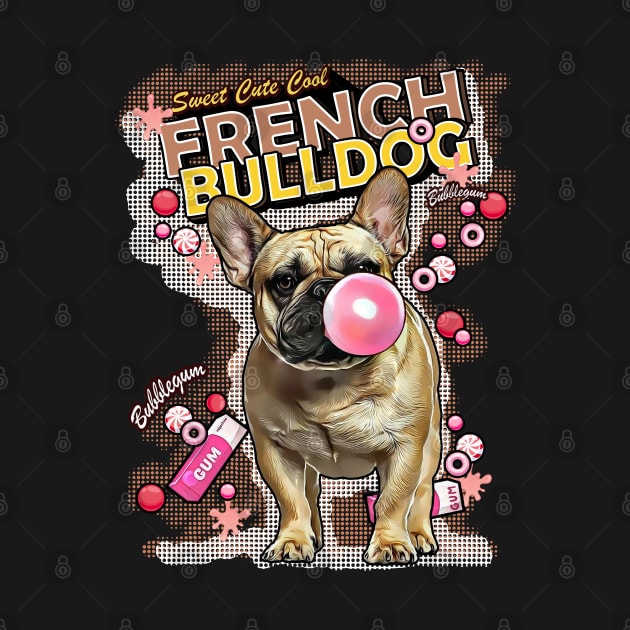 French bulldog lovers, sweet frenchie with pink bubblegum by Collagedream