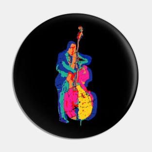 Colorful Double Bass Player Modern Style Pin