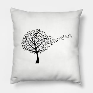 Music tree with flying musical notes Pillow