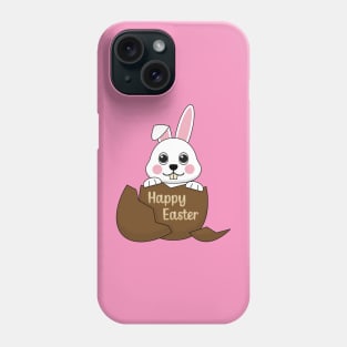 Cute White Bunny in Chocolate Egg Happy Easter Phone Case