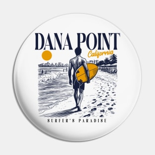 Vintage Surfing Dana Point, California // Retro Surfer Sketch // Surfer's Paradise Pin