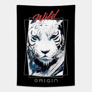 Tiger White Wild Nature Free Spirit Art Brush Painting Tapestry