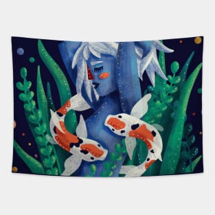 Koi Mermaid Tapestry