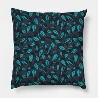 Minimalist Leaf Line Art Illustration as a Seamless Surface Pattern Design Pillow