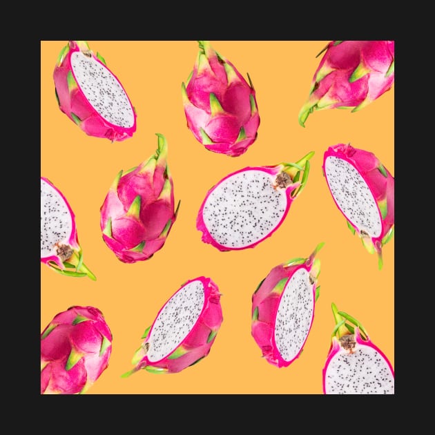 Dragon Fruit Pattern Light Orange - Summer Fruits by CRAFTY BITCH