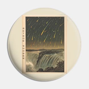 Meteor Shower Over Waterfall Pin