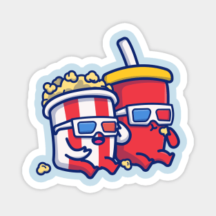 Cute Popcorn With Soda Magnet