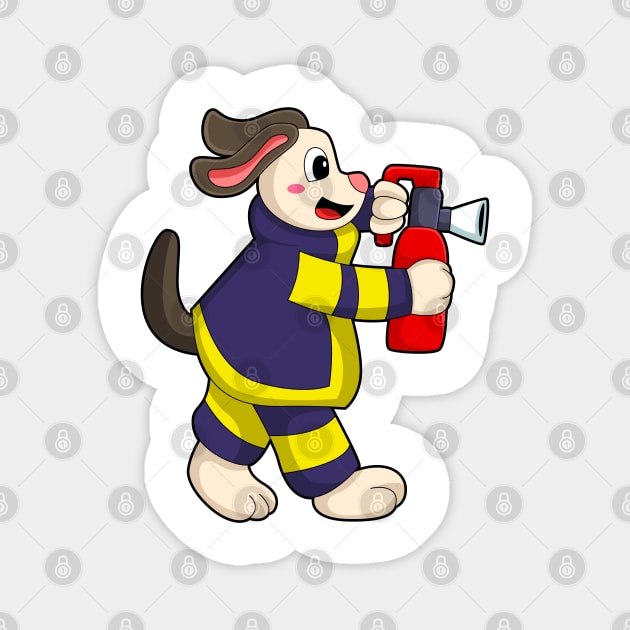 Dog as Firefighter with Fire extinguisher Magnet by Markus Schnabel