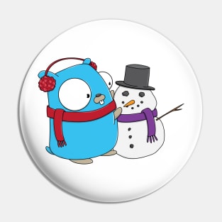 Gopher and Snowman Pin