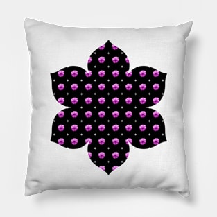 Rows of Stars and Flowers, Light Purple Pillow