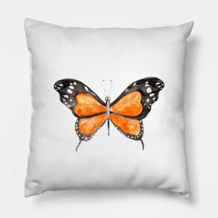 orange and black butterfly watercolor 3 Pillow