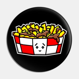 Cute Poutine in a Red and White Checkered Fast Food Box - Canadian Food of Quebec Gift - Poutine Pin