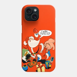 angry dog bites santa claus on merry christmas Retro Comic Vintage Phone Case