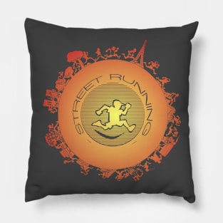 Street Running 1 Round Pillow