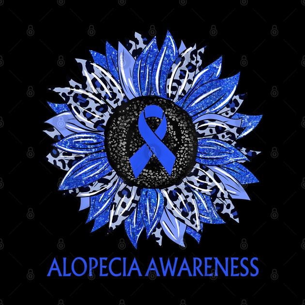 Leopard Sunflower Alopecia Awareness Blue Ribbon Support by JazlynShyann