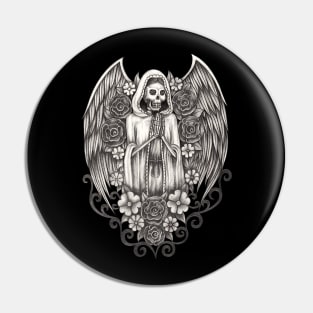 Santa muerte angel with flowers day of the dead. Pin