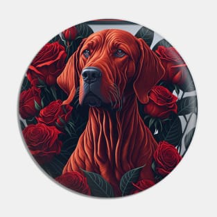 Vizsla red roses Pin