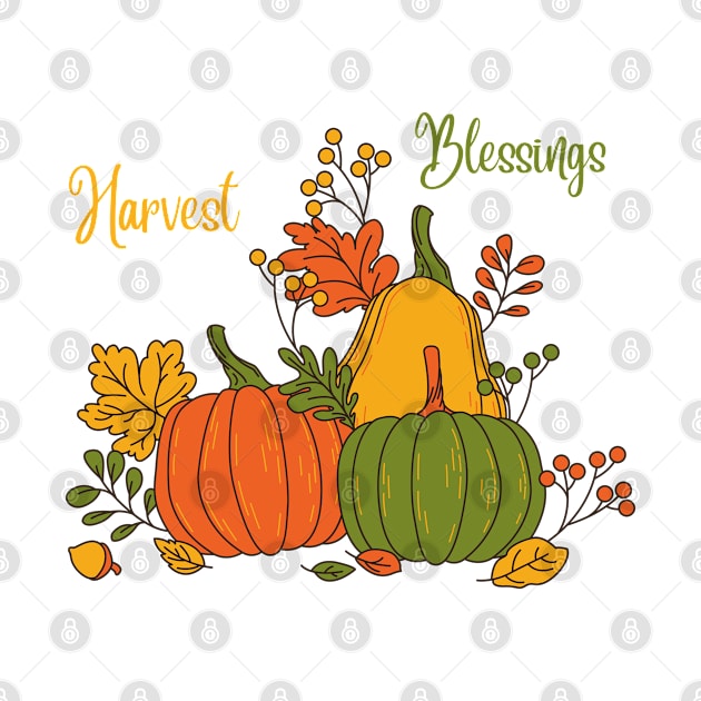 Harvest Blessings Fall Season Pumpkin Halloween Thanksgiving and Fall Color Lovers by BellaPixel